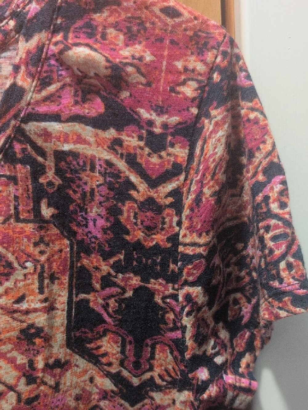 Lucky Brand Pink Multi Short Sleeve Scoop Neck Top Lucky Brand XL - Picture 3 of 7
